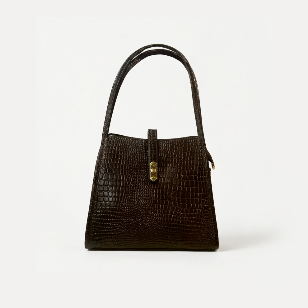 Sable Croc Shoulder Bag